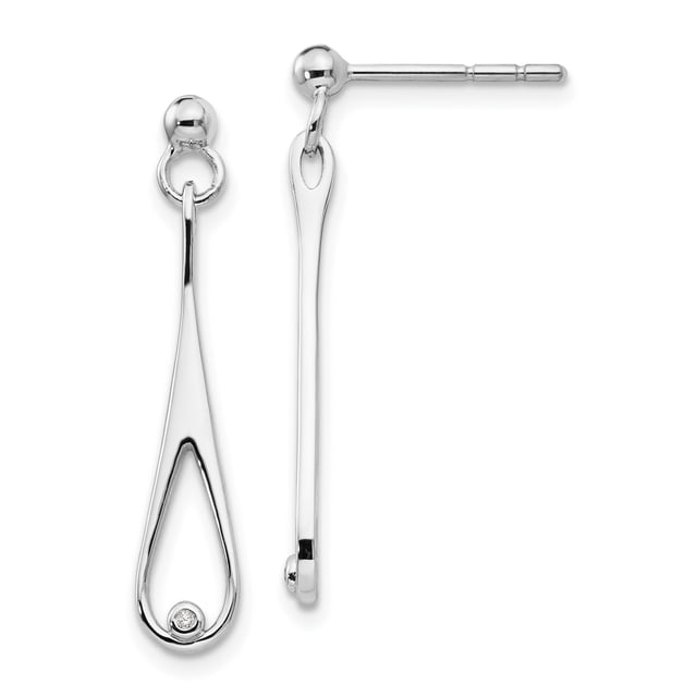 925 Sterling Silver Diamond Post Dangle Earrings Drop