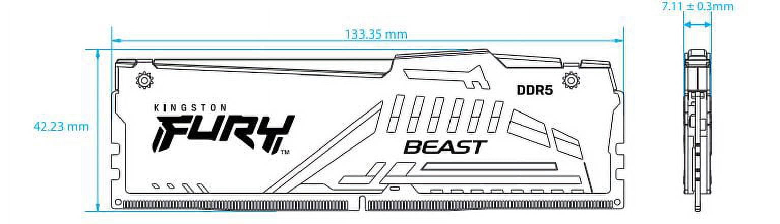 Kingston KF552C40BWA16 FURY Beast - 16GB (1 x 16GB) - DDR5-5200/PC5-41600 DDR5 SDRAM - 5200MHz Single-rank Memory - CL40 - 1.25V - RAM Module for Motherboard