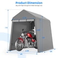 thumbnail image 2 of DSstyles Abri d'Auto de Garage Portable 6x8FT avec Cadre Robuste, Tente pour Vélo Tente pour Moto avec Porte à Glissière Enroulable, Abri de Rangement Extérieur Imperméable et Résistant aux UV pour Outils de Jardin, Gris, 2 of 8