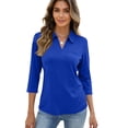 thumbnail image 5 of Hearthz Blue Woman Polo Shirt 3/4 Sleeve Collared Uniform Shirt Women Business Casual Golf Shirt Work Tops, 5 of 7
