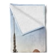 thumbnail image 2 of Galaxy Soft Flannel Fleece Blanket, Image of Fantasy Movie Town of Fantasy Planet out of Space Setting Theme Landscape, Cozy Plush for Indoor and Outdoor Use, 50" x 60", Brown Blue, by Ambesonne, 2 of 5