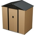 thumbnail image 2 of Historyli Shed Outdoor Storage Shed,6 X 4 FT Metal Garden Shed with Lockable Doors,Waterproof and Anti-UV,Slooping Roof Tool Shed for Backyard,Patio,Brown, 2 of 8