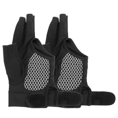 

High Elastic 3 Fingers Glove Anti-slip Billiards Glove Breathable Snooker Glove - Size L (Black)