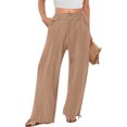 thumbnail image 5 of YIFUNIN Women's Cotton Linen Wide Leg Palazzo Pants with Elastic Waist & Button, Summer Casual Trousers with Side Pockets, Relaxed Beach Wear,Khaki XL, 5 of 5