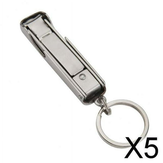 DYNWAVECA 2 in 1 Stainless Steel Nail Clippers -thin Simple Nail Clippers with Bottle 5 Pcs