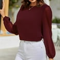 thumbnail image 2 of Tops para mujer Camisas Blusas Elegantes Camisas casuales de manga larga Moda Cómoda Blusa de cuello redondo de color sólido Odeerbi ODB-5, 2 of 7