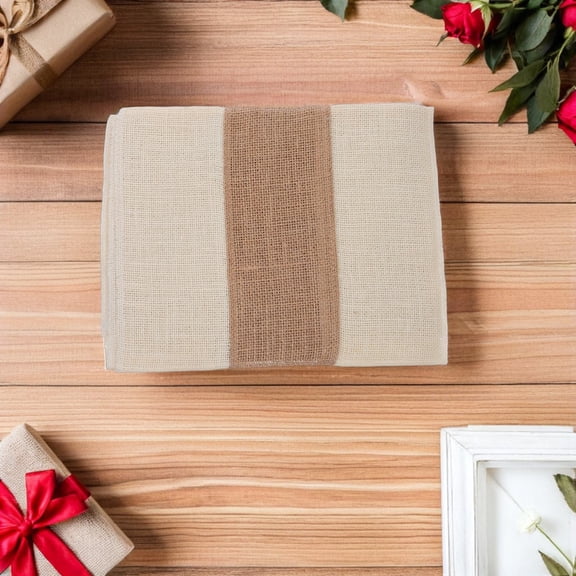 HEANUJJ Rustic Burlap Table Runner Jute Linen Fabric for Farmhouse Home Decor and Dining Table