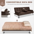 thumbnail image 4 of Vineego Modern Sofa Bed Faux Leather Couch Convertible Futon with Two Cupholders, Brown, 4 of 8