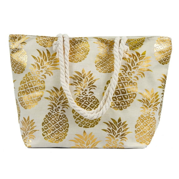 Pineapple Tote Bag, Gold Foil Canvas Bag