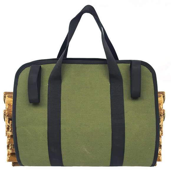 Riwesomey Bolso de mano para troncos, portátil, de gran tamaño, impermeable, de lona, con acabado de leña, bolsa de transporte para acampar al Jardín y Patio Riwesomey TO004906-00