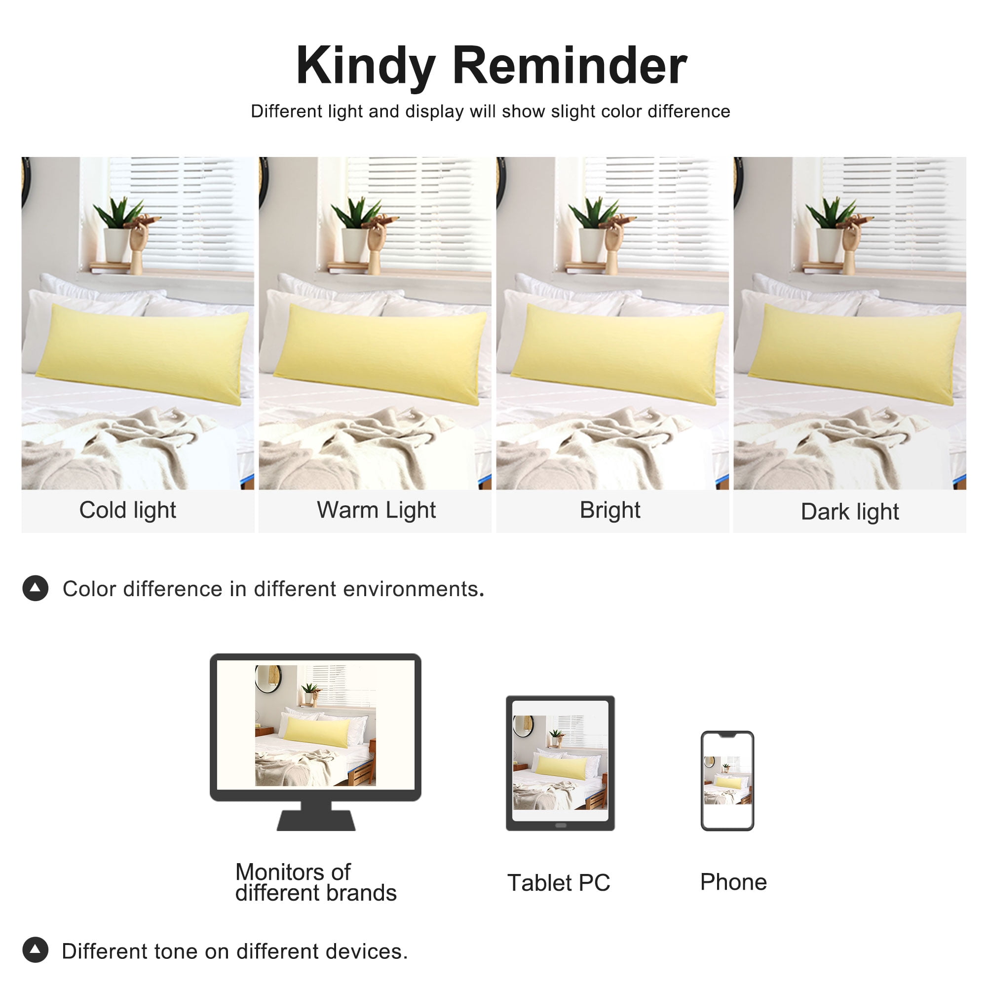 Unique Bargains Envelope Closure Washed Microfiber Body Pillowcases Yellow 20"x54"