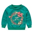 thumbnail image 1 of FYEGRE Sweat à Capuche Doux pour Fille, Imprimé Lettre, Col Rond, Manches Longues, Vert 3-4 Ans, 1 of 2