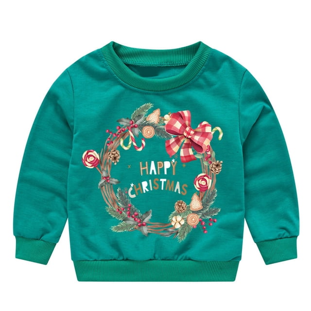 FYEGRE Sweat à Capuche Doux pour Fille, Imprimé Lettre, Col Rond, Manches Longues, Vert 3-4 Ans