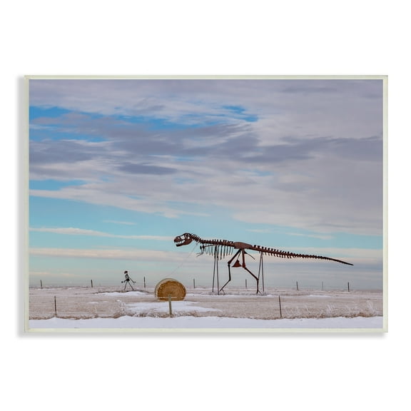 Stupell Industries Person Walking Dinosaur Skeleton Beach Sand Dunes Photograph Unframed Art Print Wall Art, Design by Jeff Poe Photography