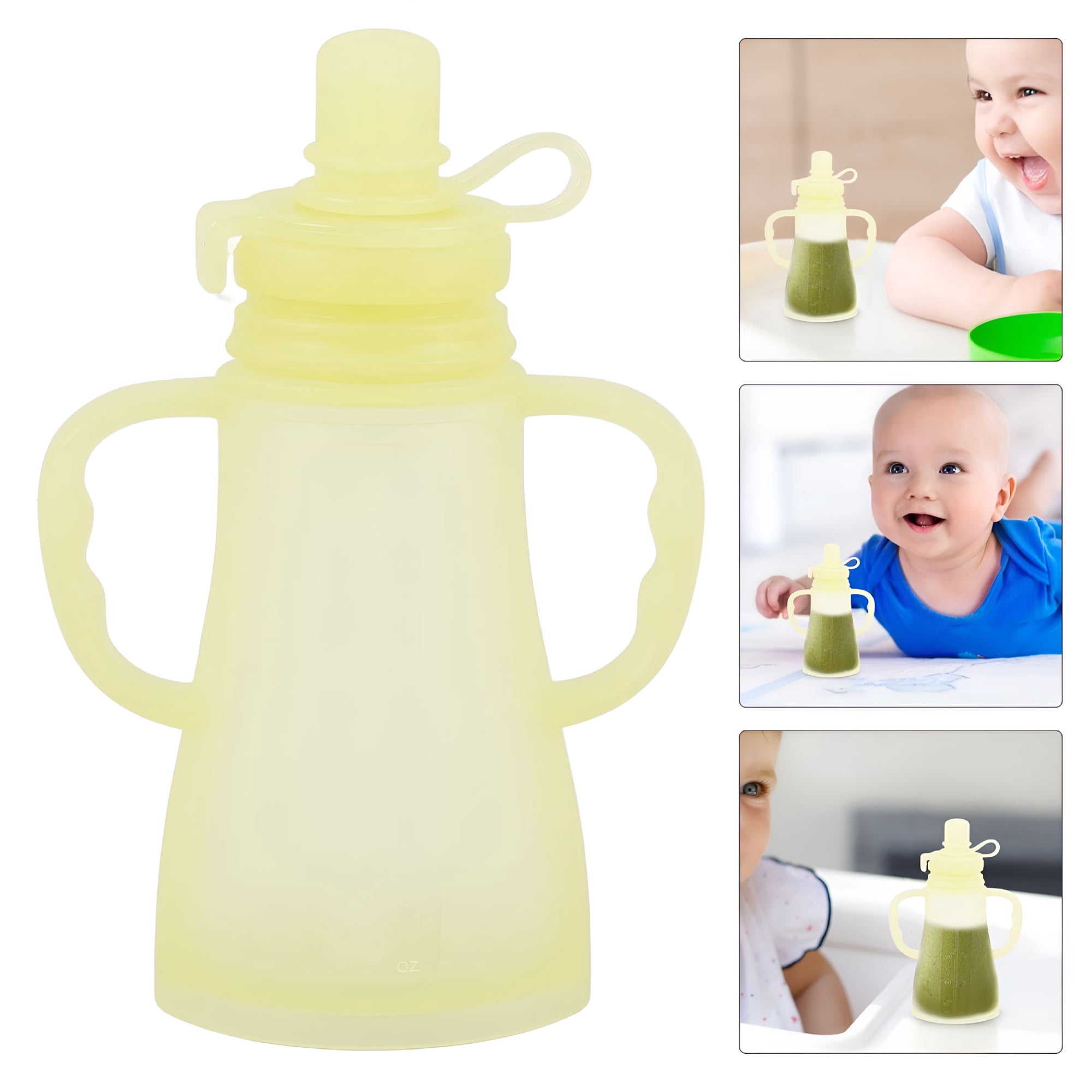 ACDANC 2026 New Silicone Baby Food Pouches for Toddlers Refillable Squeeze Pouch Holder No Spill Baby Food Containers for Smoothies Yogurt Purees Light Green