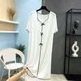 thumbnail image 5 of Blmnix Nightgown for Women Lightweight Nightgowns Sleepshirts Bamboo Nightgown Sleep Dress V-Neck White Long Short Sleeve Moo Moo Nightgown, 5 of 5