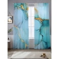 thumbnail image 4 of Sheer Curtain Panels Blue Gold Marble Rod Pocket Voile Window Curtains Modern Simple Abstract Window Treatments Ligh Filtering Privacy Curtain Drapes for Bedroom Living Room 2 Panel Set 96 Inch, 4 of 9
