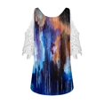 thumbnail image 5 of Elegante mujer casual cremallera cuello impresión blusa encaje manga corta camiseta verano Tops OAVQHLG3B Store  lin121212, 5 of 5