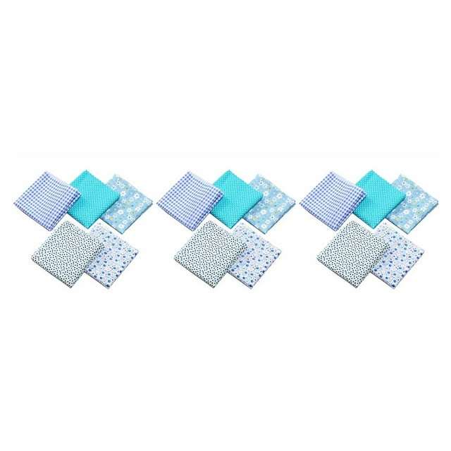 Transemion 5PCS Cotton Fabric Sewing Material Value Bundle Scraps 50*50cm Offcuts Quilting blue 3Set