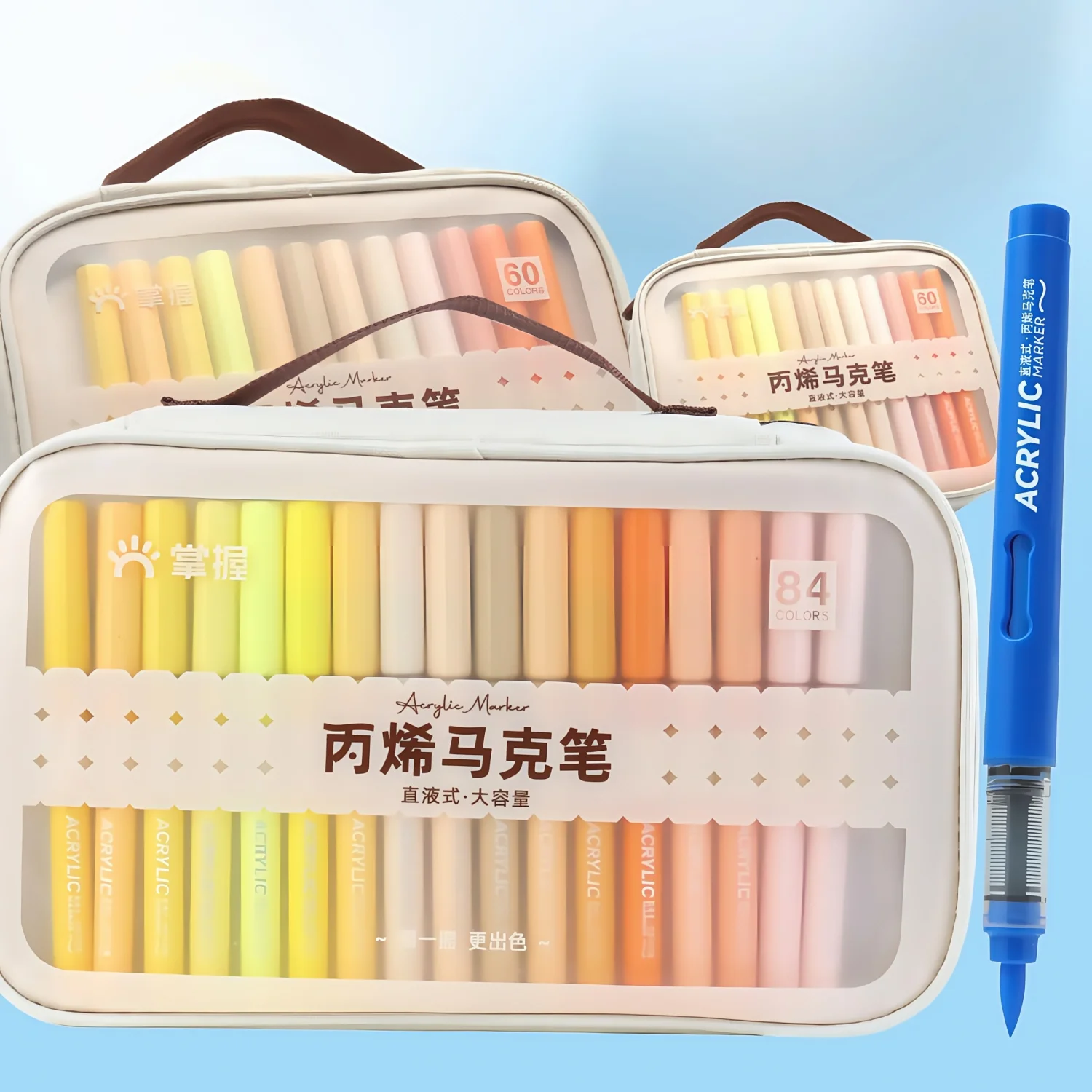 crylic Paint Markers with Canvas Bag, Paint Pens with Automatic Ink Control, Waterproof Brush Tip Markers for Rock, Egg, Wood, Fabric, Glass, DIY Crafts