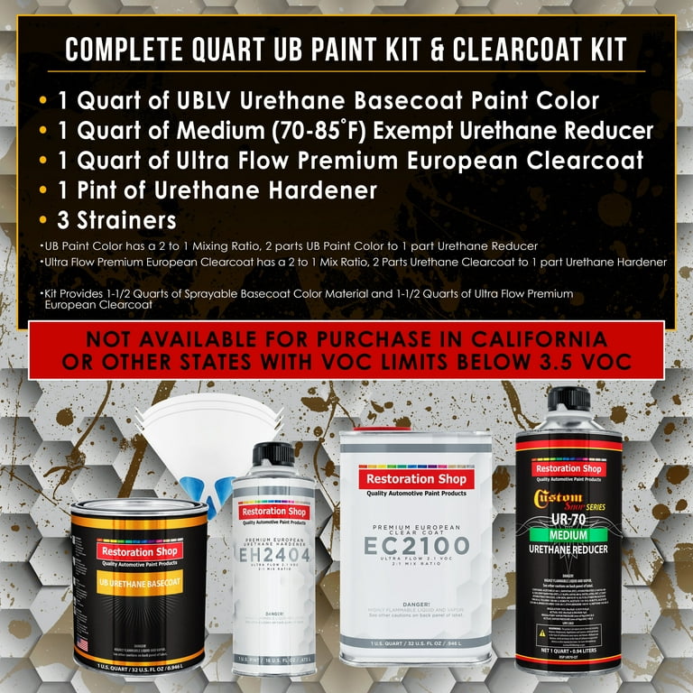 Restoration Shop - Gunmetal Grey Metallic Urethane Basecoat with European Clearcoat Auto Paint - Complete Quart Paint Color Kit - Automotive Refinish