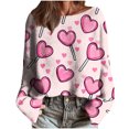thumbnail image 3 of GaThRRgYP Soft Fall Winter Knit Top for Women Long Sleeve,Women's Winter Heart Printed Long Sleeved Round Neck Pullover Fashion Casual Loose Top Pink S, 3 of 4