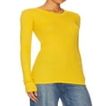 thumbnail image 2 of T-shirt pour Femmes à Manches Longues, Col Rond, Uni, Coupe Ajustée, Hauts d'Automne, T-shirts Basiques, Vêtements d'Automne, 2 of 5