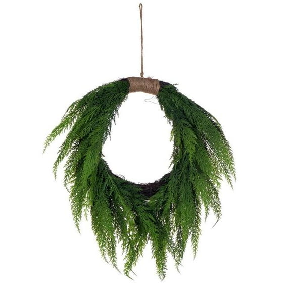 Vickerman RMA250528 28 in. Green Long Stem Cypress Wreath