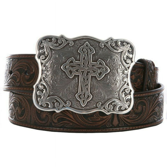 Nocona Belt Co. Women's Embossed Leather Cross Buckle - N34838-02 Medium