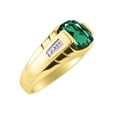 thumbnail image 3 of RYLOS Cushion Shape Checker Top 12MM Emerald Color Stone & Diamonds Set in 14K Yellow Gold Size 8, 3 of 6