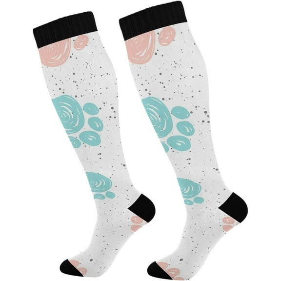 GZHJMY Cute Dog Paw 20-30mmHg Compression Socks for Men & Women, Knee High Stockings for Running, Sport, Hiking & Travel