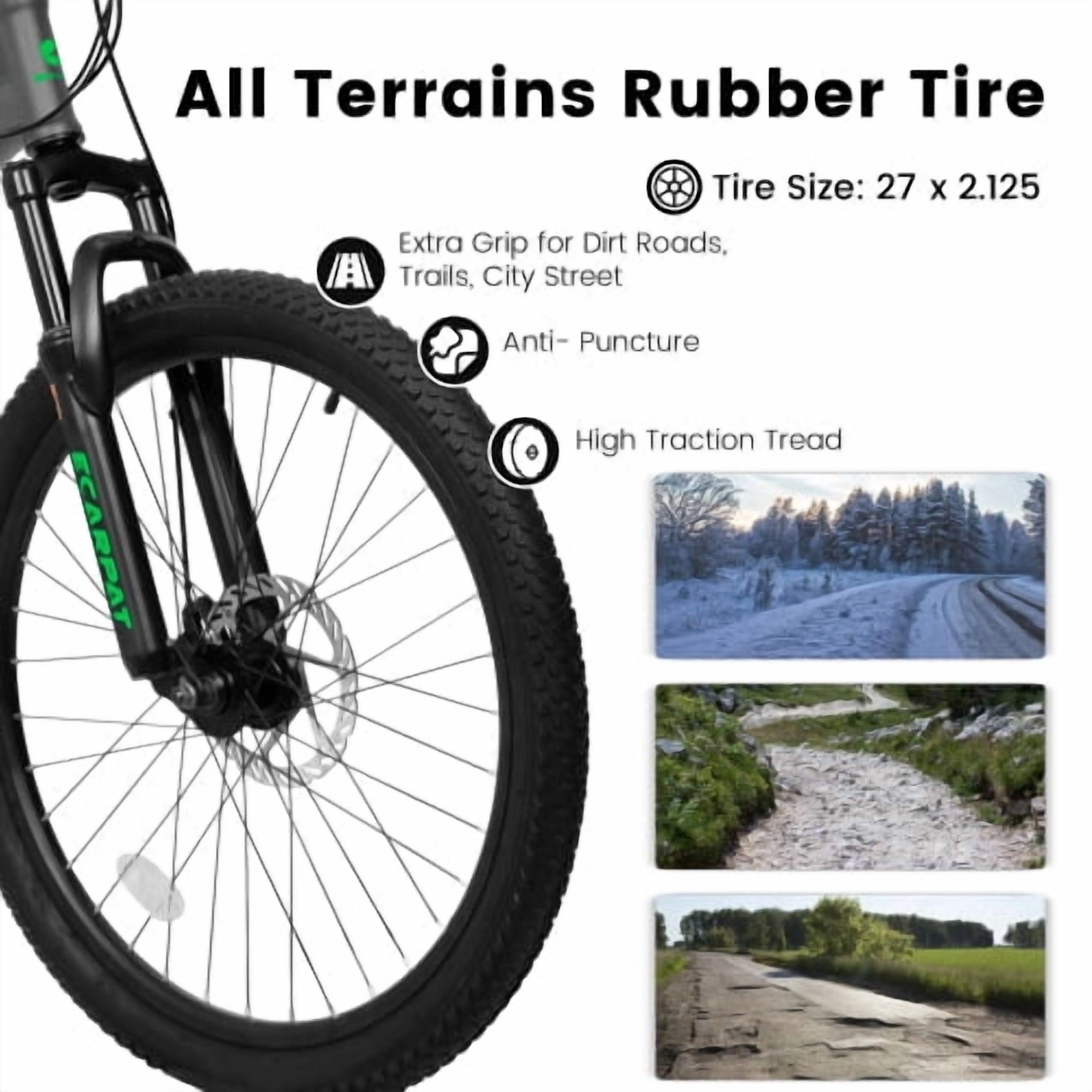 POVANLI  27" Mountain Bike, 21-Speed Trail Commuter Bicycle
