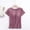 Purple, variant on DuoJiaJ Women Built-in Bra T Shirt Top Short Sleeve Round Neck Basic Tees Casual Fitted Going Out Tops Blue L