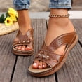 thumbnail image 5 of Domuza Orthopedic Casual Sandals for Women Arch Support Summer Flat Sandals Wide Non Slip Slip on Walking Shoes Beach 2026 Foam Shoes Brown 7（EU-38）, 5 of 6