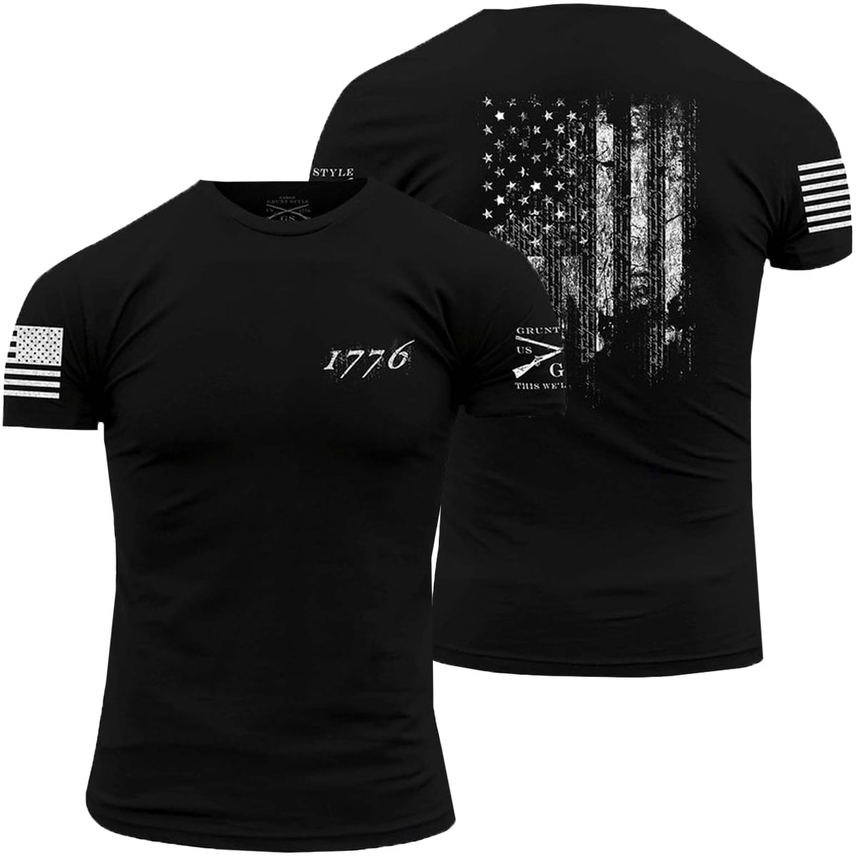 Grunt Style - Grunt Style 1776 Flag Crewneck T-Shirt - Black - Walmart.com - Walmart.com