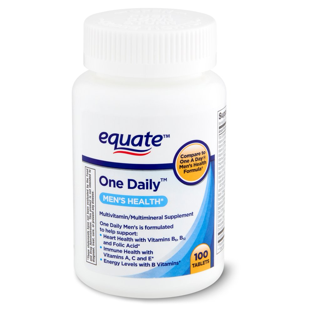 Equate One Daily Men's Health Multivitamin/Multimineral Supplement, 100