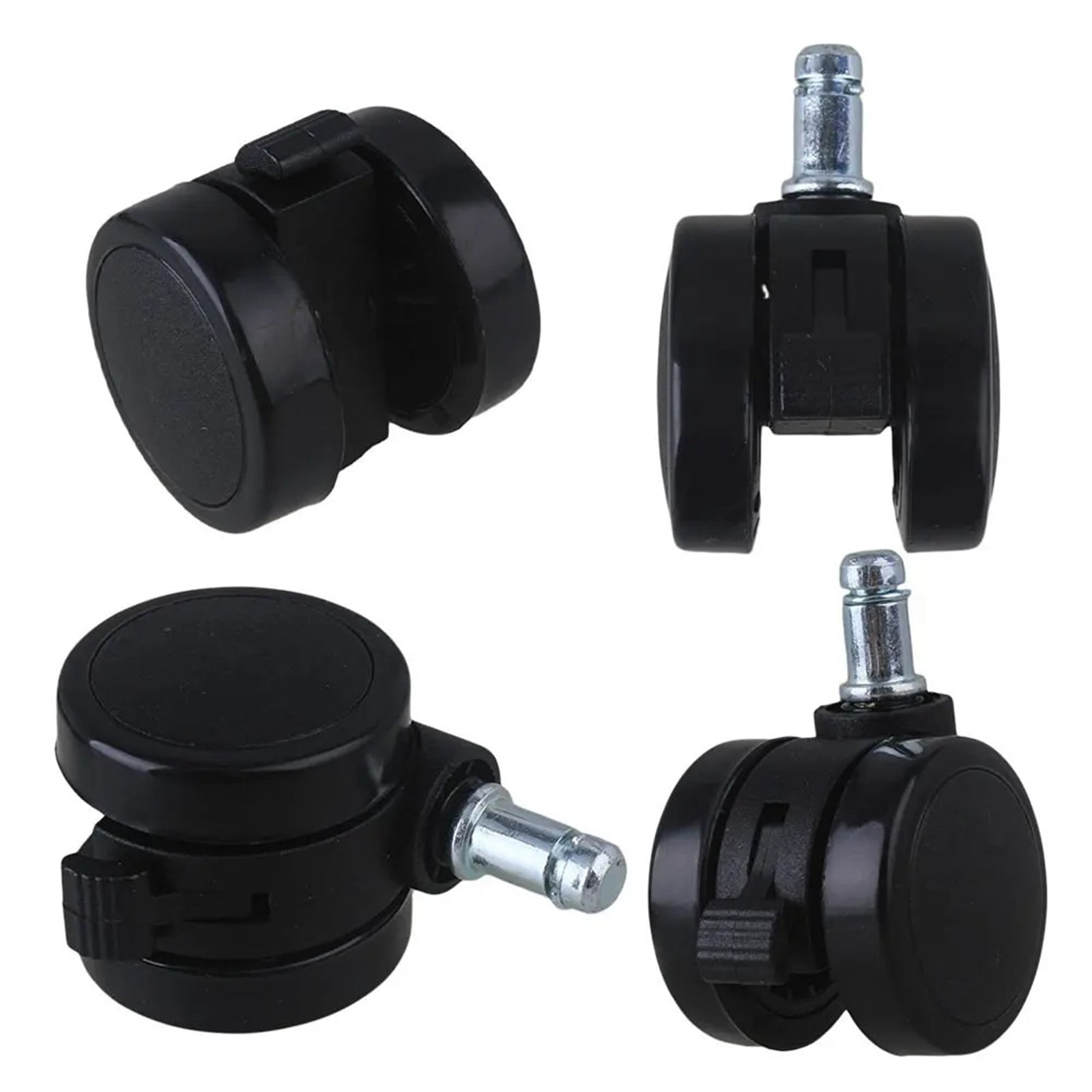2" Metal PU Office Chair Swivel Casters Furniture Wheels Grip Ring Stem With Brake For Sofa Bed Goods Shelf Storage Rack 5Pcs ,Reliable