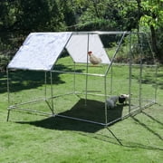 10x10 Outdoor Heavy Duty Chicken Coops Walk in Metal Chicken Cages Large Pets Raise Crate Protector Poultry Rabbit House with Waterproof Cover Backyard