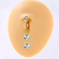 thumbnail image 3 of Piercing de ombligo falso con clip, anillo para ombligo sin agujero, corazón de cristal, plata, 3 of 3