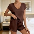 thumbnail image 2 of biudgviw Womens Pajama Sets Comfy Sleeveless Sleepwear Summer V Neck Tank Top with Ruffle Hem Shorts Pj Set 2 Piece Loungewear, 2 of 5