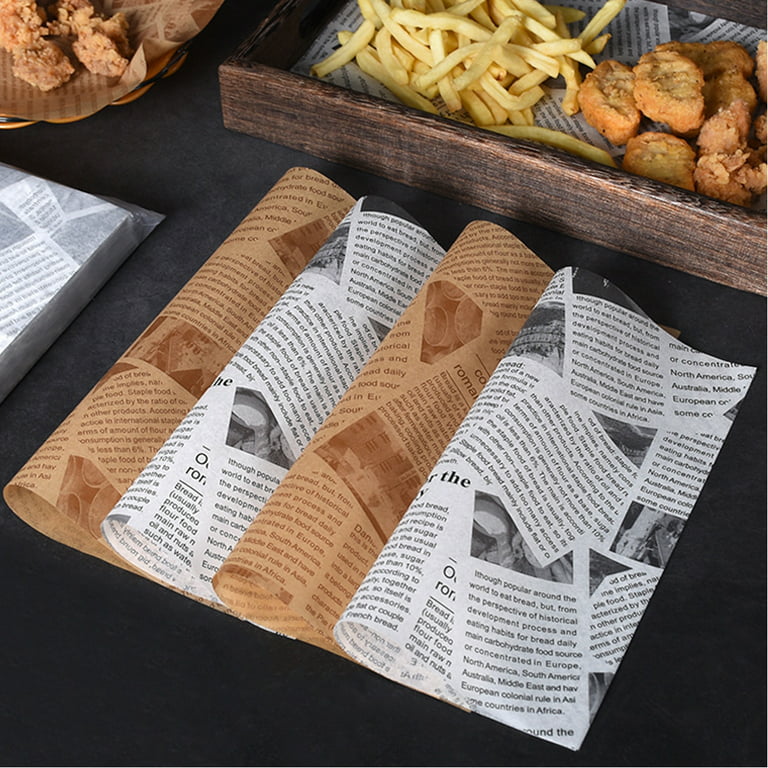 50pcs Sandwich Wrap Papers Deli Paper Sheets Food Basket Liners Grease Resistant Wrapping Paper for Restaurants Picnics Barbecues Parties Kids Meal