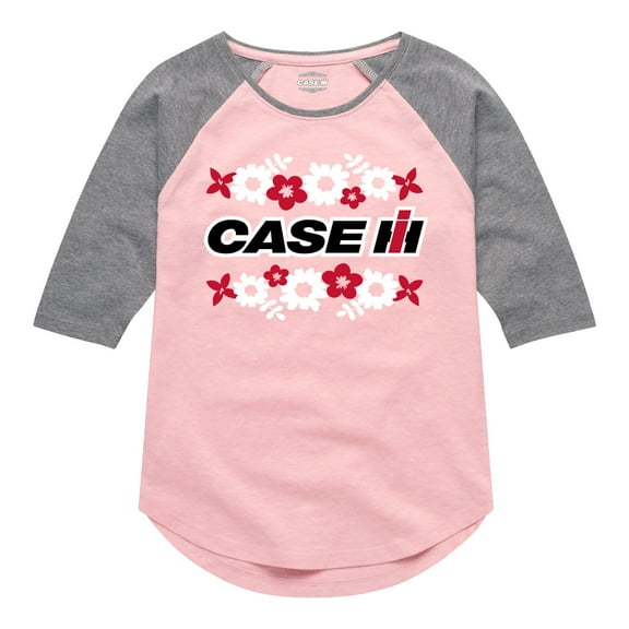Case IH Floral Logo - Youth Girls Raglan Graphic T-Shirt