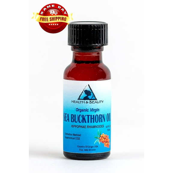 SEA BUCKTHORN OIL UNREFINED ORGANIC VIRGIN CO2 EXTRACTED PURE GLASS BOTT 0.5 OZ