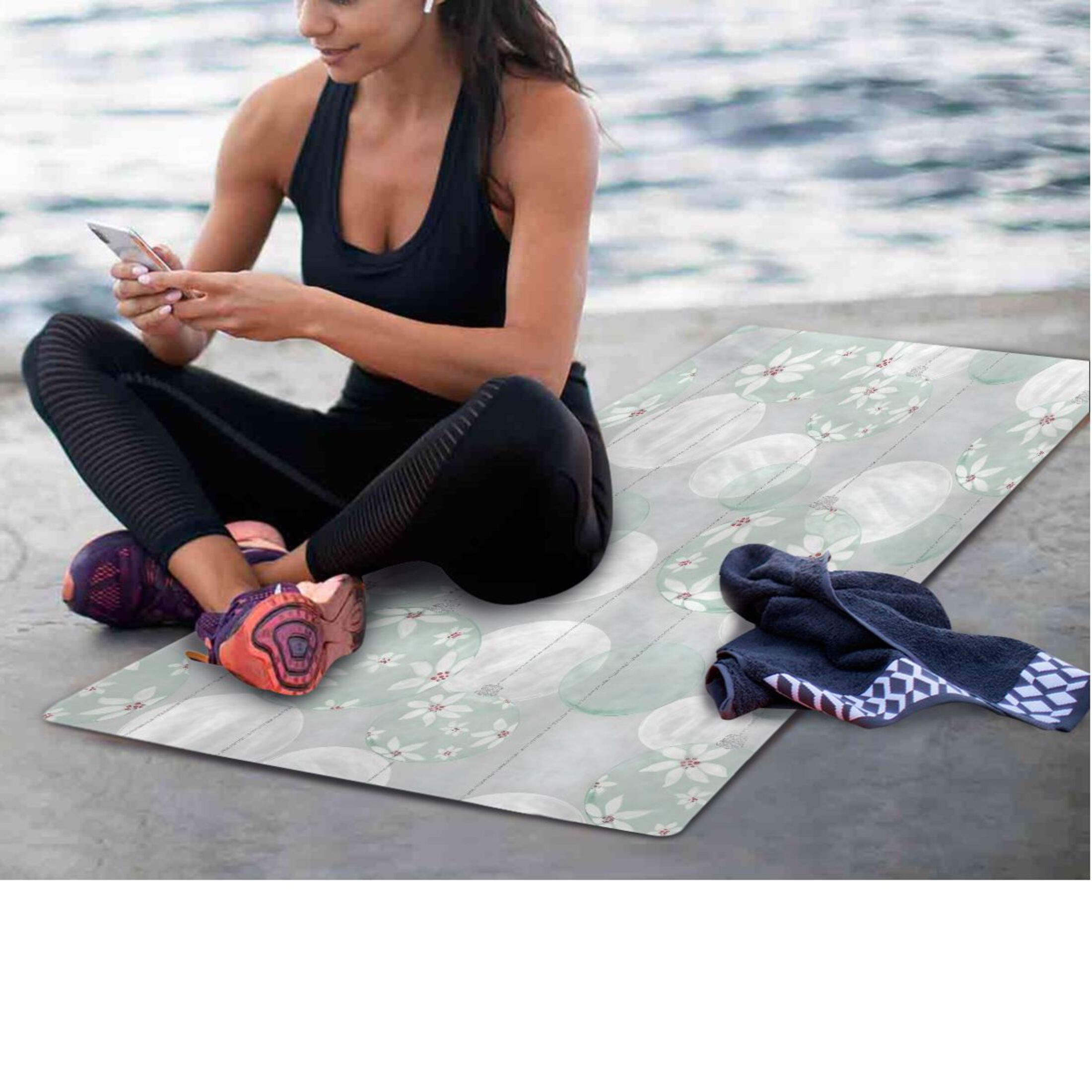 BZSMCE Yoga Mat Women Fitness Mat Flower Bubble Pattern