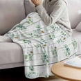 thumbnail image 3 of Daisy Blanket Soft Cozy Warm Throw Blanket for Couch, Plush Fuzzy Flannel Fleece Blankets for Sofa, Spring Floral Eucalyptus Leaves Botanical Gray Wood Bed Blankets Lightweight Gifts for Men, 32"x48", 3 of 9