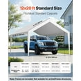 thumbnail image 2 of VEVOR Carport Replacement Canopy, 12 x 20 ft Potable Garage Tent Top Tarp, UV-Resistant & Waterproof Car Shelter Tarp, Heavy Duty Car Port Cover with Ball Buggees, White, Frame Not Included, 2 of 9