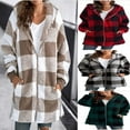 thumbnail image 2 of Women's Long Sleeve Jacket Fashion Plaid Plush Comfortable Hooded Top Zippered With Pockets Loose Casual Jacket, 2 of 2