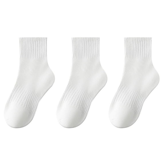 zbxnLI 3 Pairs Kids Socks Boys Girls Cotton Dress Socks School Uniform Athletic Casual Crew Socks
