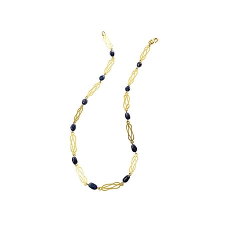 Reproduction Jewelry - Museum Reproductions Women's Herculean Knot Necklace - Gold Plated with Iolite Beads