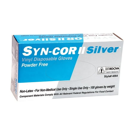 

Cordova 4064M Syn-Cor II Silver Vinyl Industrial Grade Powder Free 10 Boxes Of 100 Medium 1000-Pack